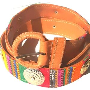 EUC Guatemalan Leather & woven belt Large